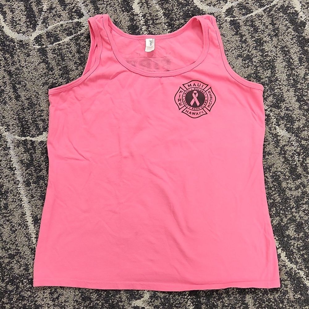 Maui Fire Rescue Hawaii Breast Cancer 2017 Tank Top L